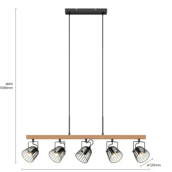 Lindby Adalin hanglamp, 5-lamps, kooi