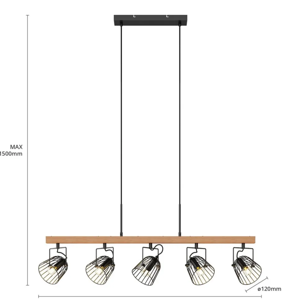 Lindby Adalin hanglamp, 5-lamps, kooi