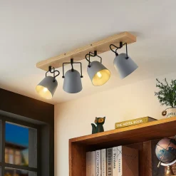 Lindby Adalin plafondlamp, 4-lamps, grijs