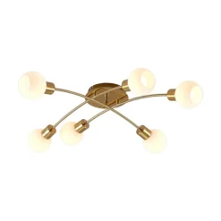 Lindby Agmar plafondlamp, messing, 6-lamps