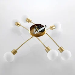 Lindby Agmar plafondlamp, messing, 6-lamps