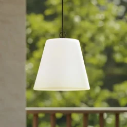 Lindby Alaida buiten hanglamp, stompe kegel, wit