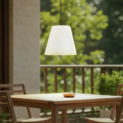 Lindby Alaida buiten hanglamp, stompe kegel, wit