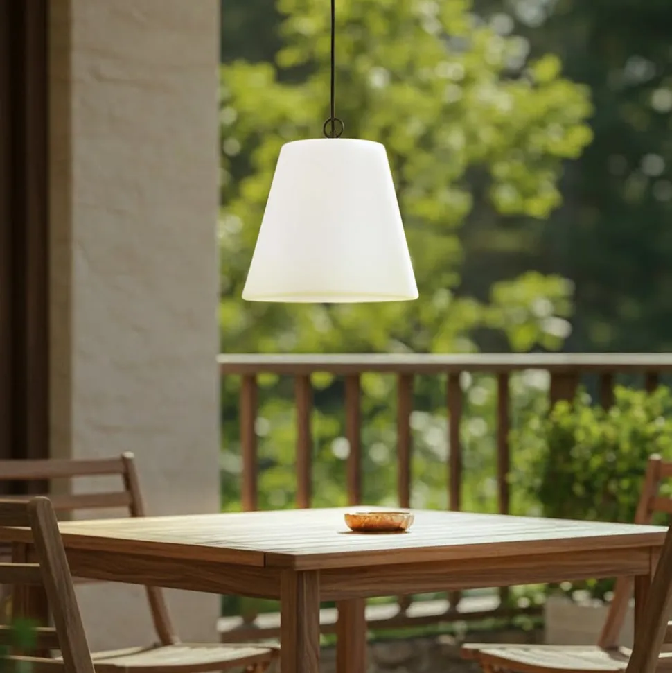 Lindby Alaida buiten hanglamp, stompe kegel, wit