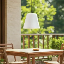 Lindby Alaida buiten hanglamp, stompe kegel, wit