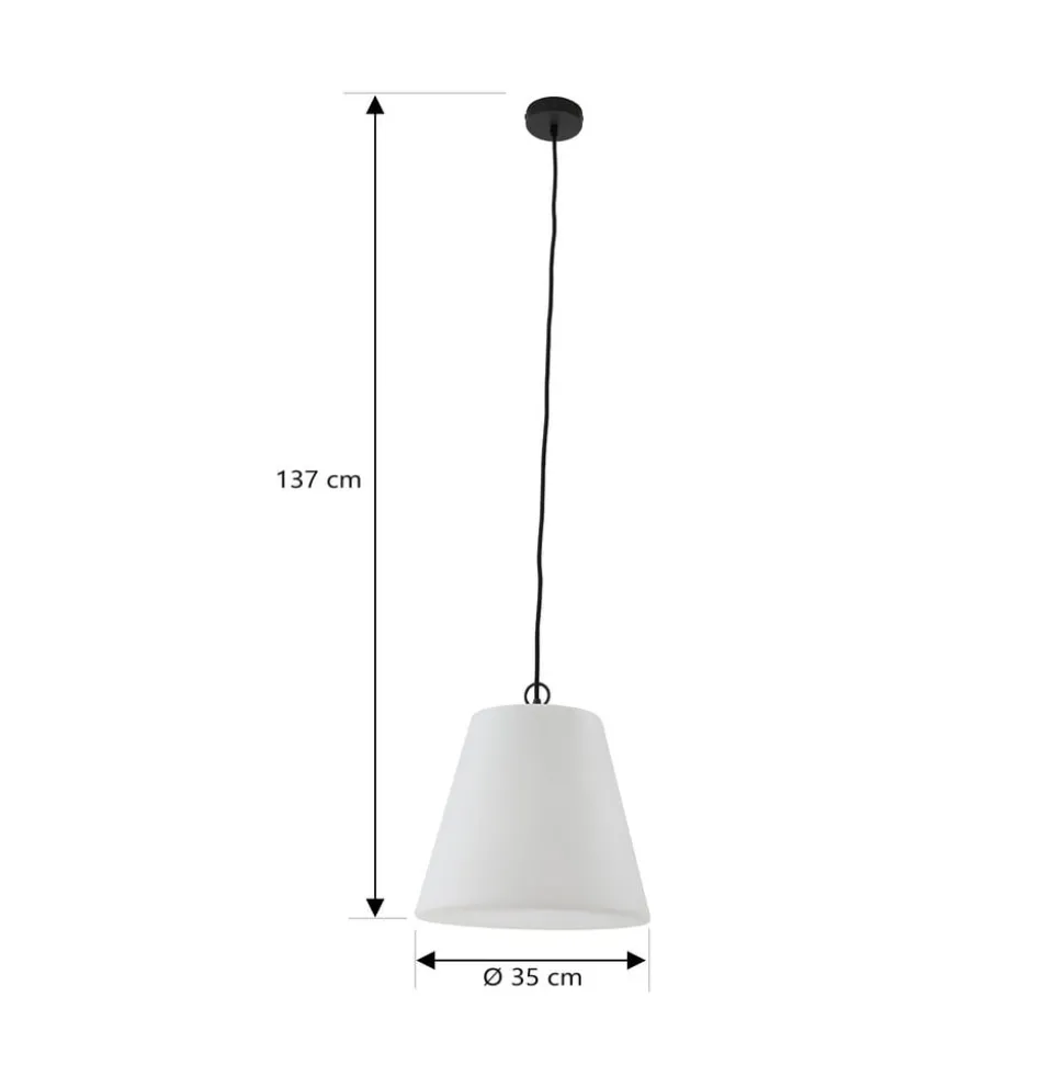 Lindby Alaida buiten hanglamp, stompe kegel, wit