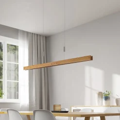 Lindby Alimara LED hanglamp, hout, lengte 138 cm