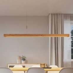 Lindby Alimara LED hanglamp, hout, lengte 138 cm