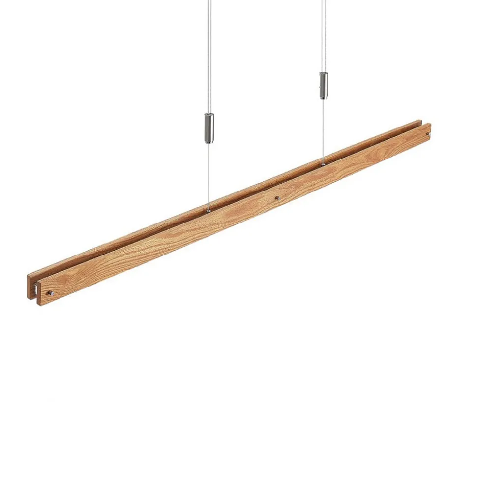 Lindby Alimara LED hanglamp, hout, lengte 138 cm