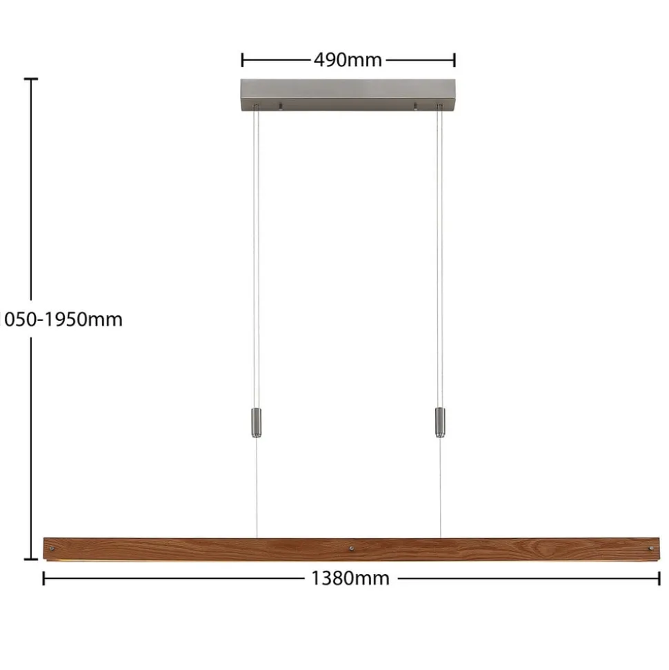 Lindby Alimara LED hanglamp, hout, lengte 138 cm