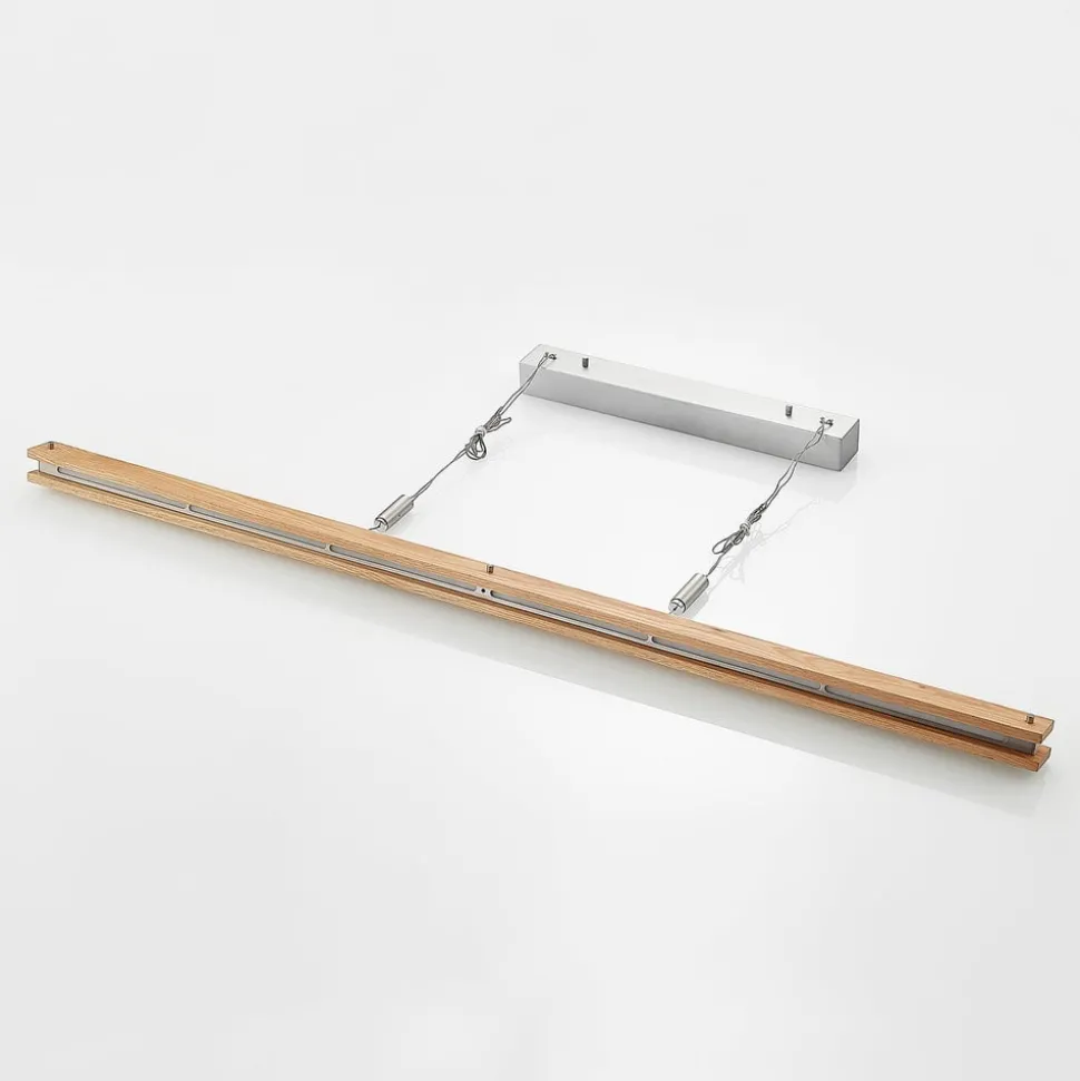 Lindby Alimara LED hanglamp, hout, lengte 138 cm