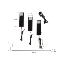 Lindby Amaryll LED meubelverlichting, set van 3, zwart