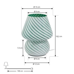 Lindby Andriana tafellamp, groen/wit, glas, Ø 15 cm