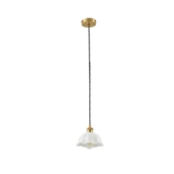 Lindby Annegret hanglamp, Ø 18 cm, keramiek, wit/messing