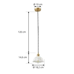Lindby Annegret hanglamp, Ø 18 cm, keramiek, wit/messing