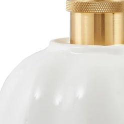 Lindby Annegret hanglamp, Ø 18 cm, keramiek, wit/messing