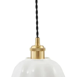 Lindby Annegret hanglamp, Ø 18 cm, keramiek, wit/messing