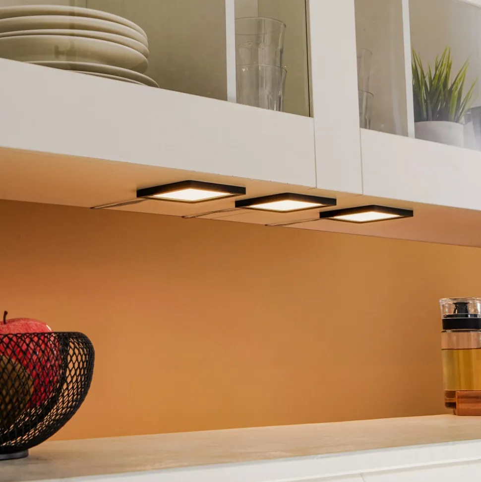 Lindby Antony LED meubelverlichting, set van 3, zwart