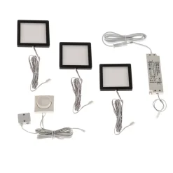 Lindby Antony LED meubelverlichting, set van 3, zwart