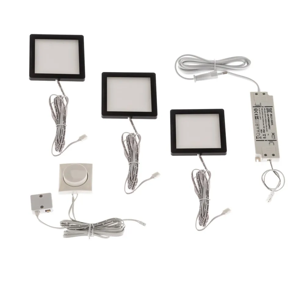 Lindby Antony LED meubelverlichting, set van 3, zwart