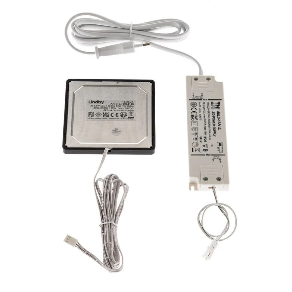 Lindby Antony LED meubelverlichting, set van 3, zwart