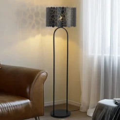 Lindby Aralena vloerlamp, zwart/goud, hoogte 143,5 cm