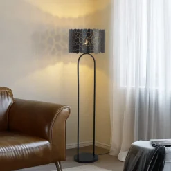 Lindby Aralena vloerlamp, zwart/goud, hoogte 143,5 cm