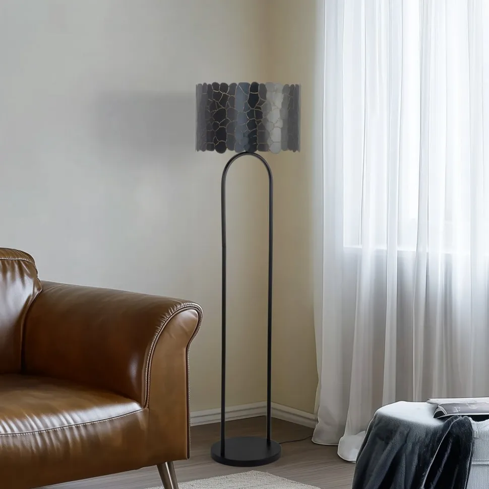 Lindby Aralena vloerlamp, zwart/goud, hoogte 143,5 cm