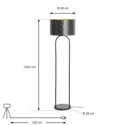 Lindby Aralena vloerlamp, zwart/goud, hoogte 143,5 cm