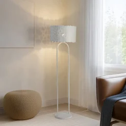 Lindby Aralena vloerlamp, wit, metaal, hoogte 143,5 cm