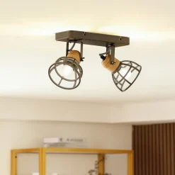 Lindby Arinthea plafondspot, 2-lamps, zwart, staal, E14