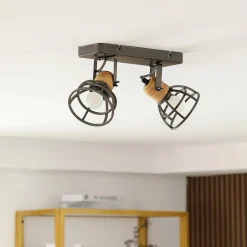 Lindby Arinthea plafondspot, 2-lamps, zwart, staal, E14