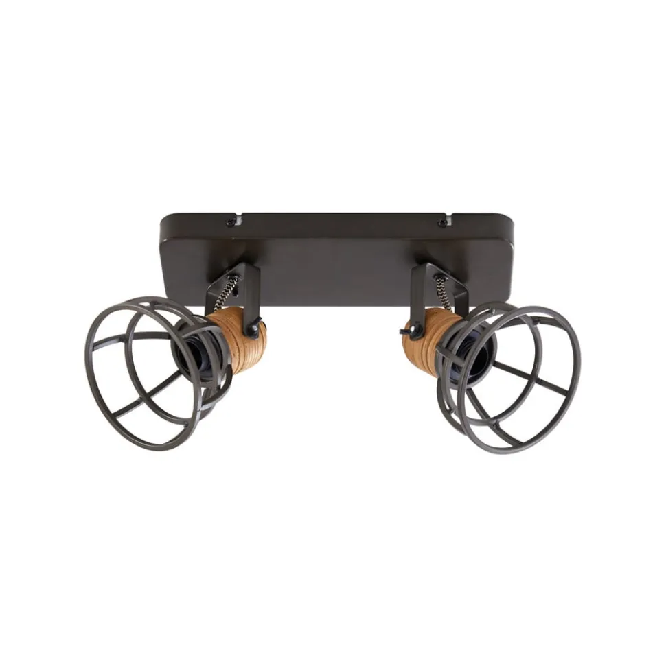 Lindby Arinthea plafondspot, 2-lamps, zwart, staal, E14