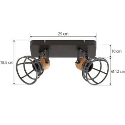 Lindby Arinthea plafondspot, 2-lamps, zwart, staal, E14