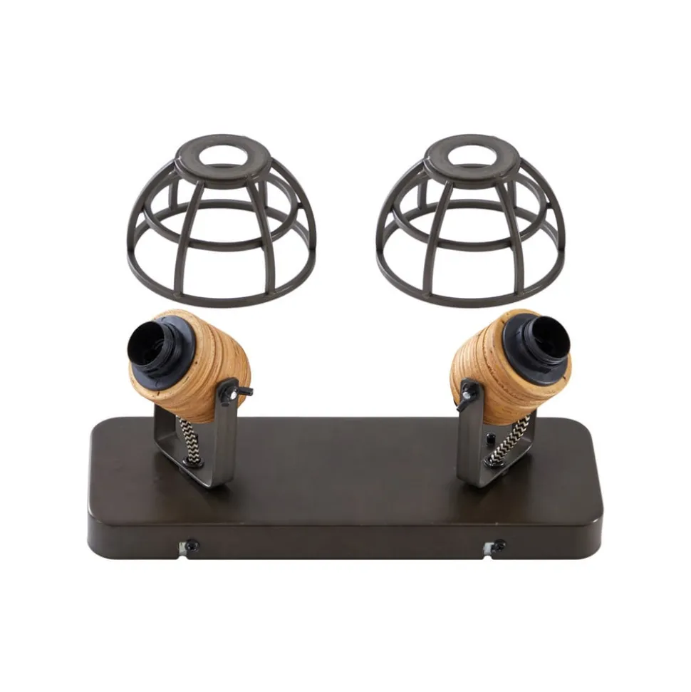 Lindby Arinthea plafondspot, 2-lamps, zwart, staal, E14