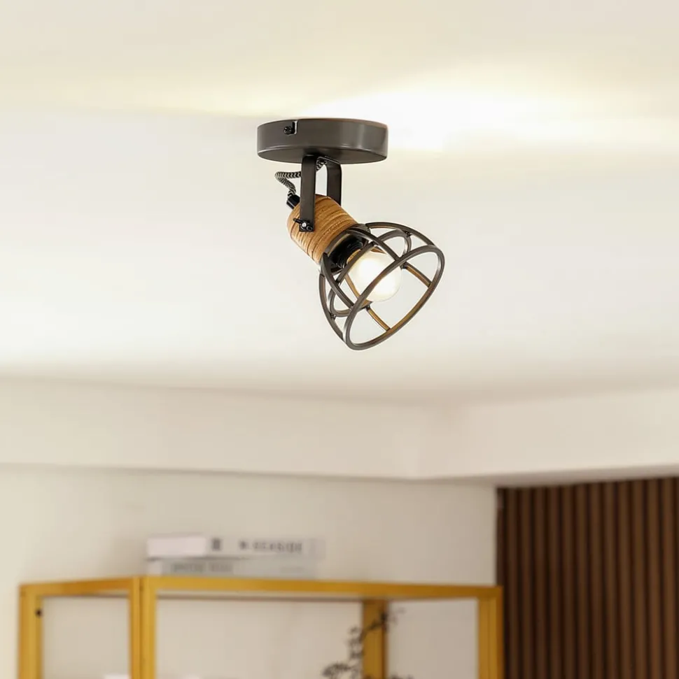 Lindby Arinthea plafondspot, 1-lamp, zwart, staal, E14