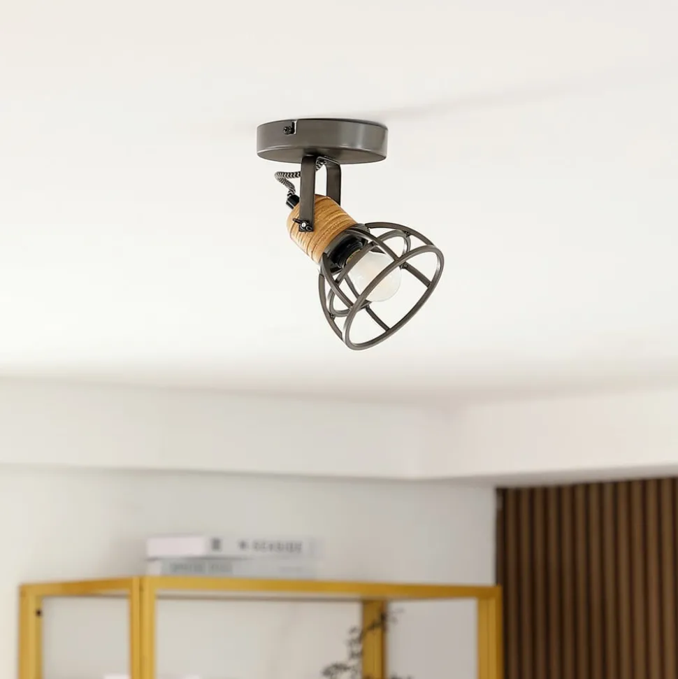 Lindby Arinthea plafondspot, 1-lamp, zwart, staal, E14