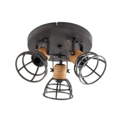 Lindby Arinthea plafondspot, 3-lamps, zwart, staal, E14