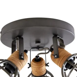 Lindby Arinthea plafondspot, 3-lamps, zwart, staal, E14