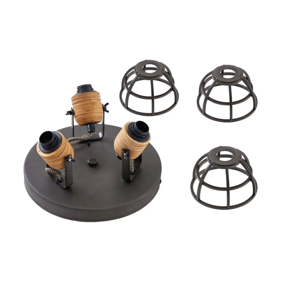 Lindby Arinthea plafondspot, 3-lamps, zwart, staal, E14