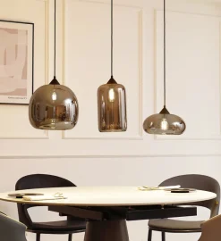Lindby Arloris hanglamp met 3 rookglazen kappen