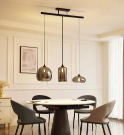Lindby Arloris hanglamp met 3 rookglazen kappen