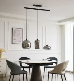 Lindby Arloris hanglamp met 3 rookglazen kappen