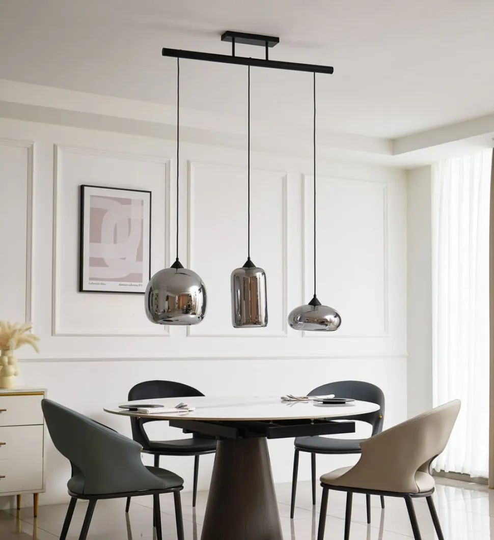Lindby Arloris hanglamp met 3 rookglazen kappen