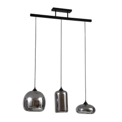 Lindby Arloris hanglamp met 3 rookglazen kappen