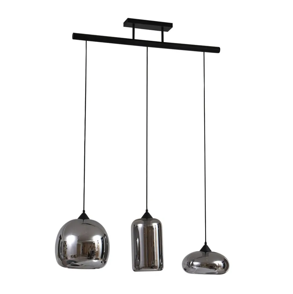 Lindby Arloris hanglamp met 3 rookglazen kappen