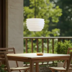 Lindby Arona buiten hanglamp, Ø 38 cm, wit