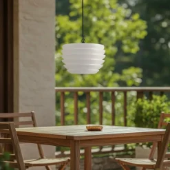 Lindby Arona buiten hanglamp, Ø 38 cm, wit