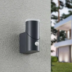 Lindby Aspyn LED buiten wandlamp, 1-lamp, sensor