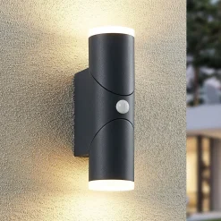 Lindby Aspyn LED buitenwandlamp, 2-lamps, sensor